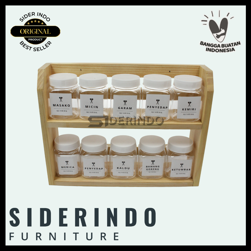 Jual Rak Bumbu Kayu Tempat Bumbu Dapur Rak Kayu Pinus Gantung Dinding ...