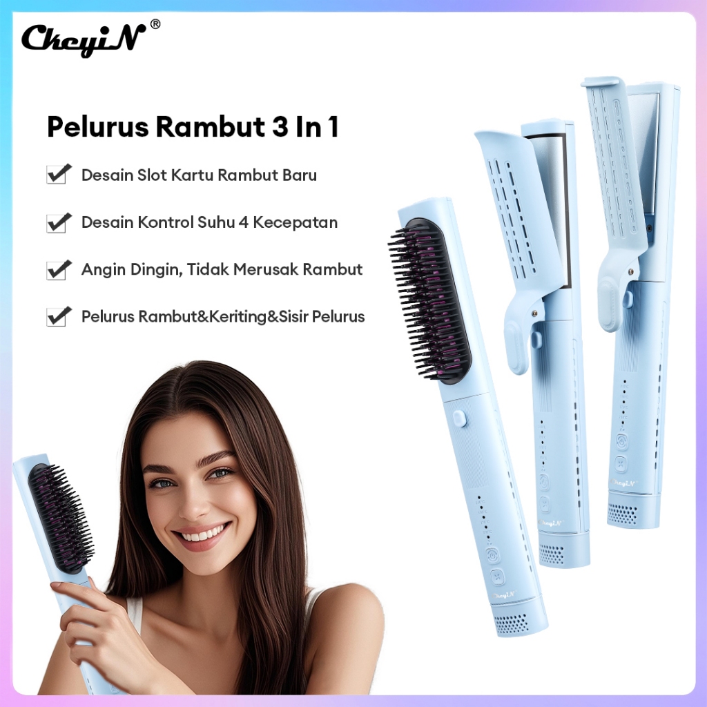 Jual CkeyiN Pelurus Rambut 3 In 1 Pengeriting Rambut Sisir Rambut Lurus ...