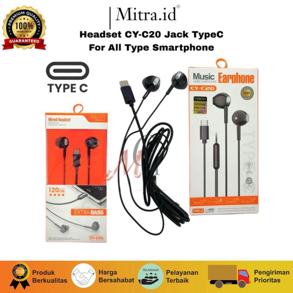 Jual MGA - Headset CY-C20 TYPE C | Headset Handsfree Earphone TYPE C ...