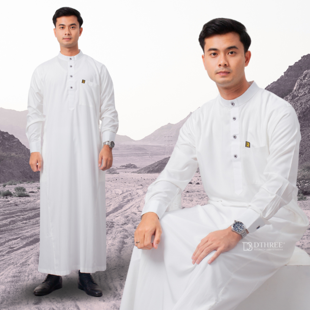 Jual Dthree - Jubah Pria Lengan Panjang Warna Putih | Jubah Umroh ...