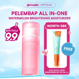 [ FREE SUNSCREEN ] Glowsophy Watermelon Brightening Moisturizer Gel 100ml - Pelembab Wajah Ringan Mencerahkan Kulit dan Meratakan Warna Kulit Kusam Krim Siang dan Malam Perawatan Kulit Ekstrak Watermelon Pelembab Esensi Wajah Perawatan Kulit Pembersih