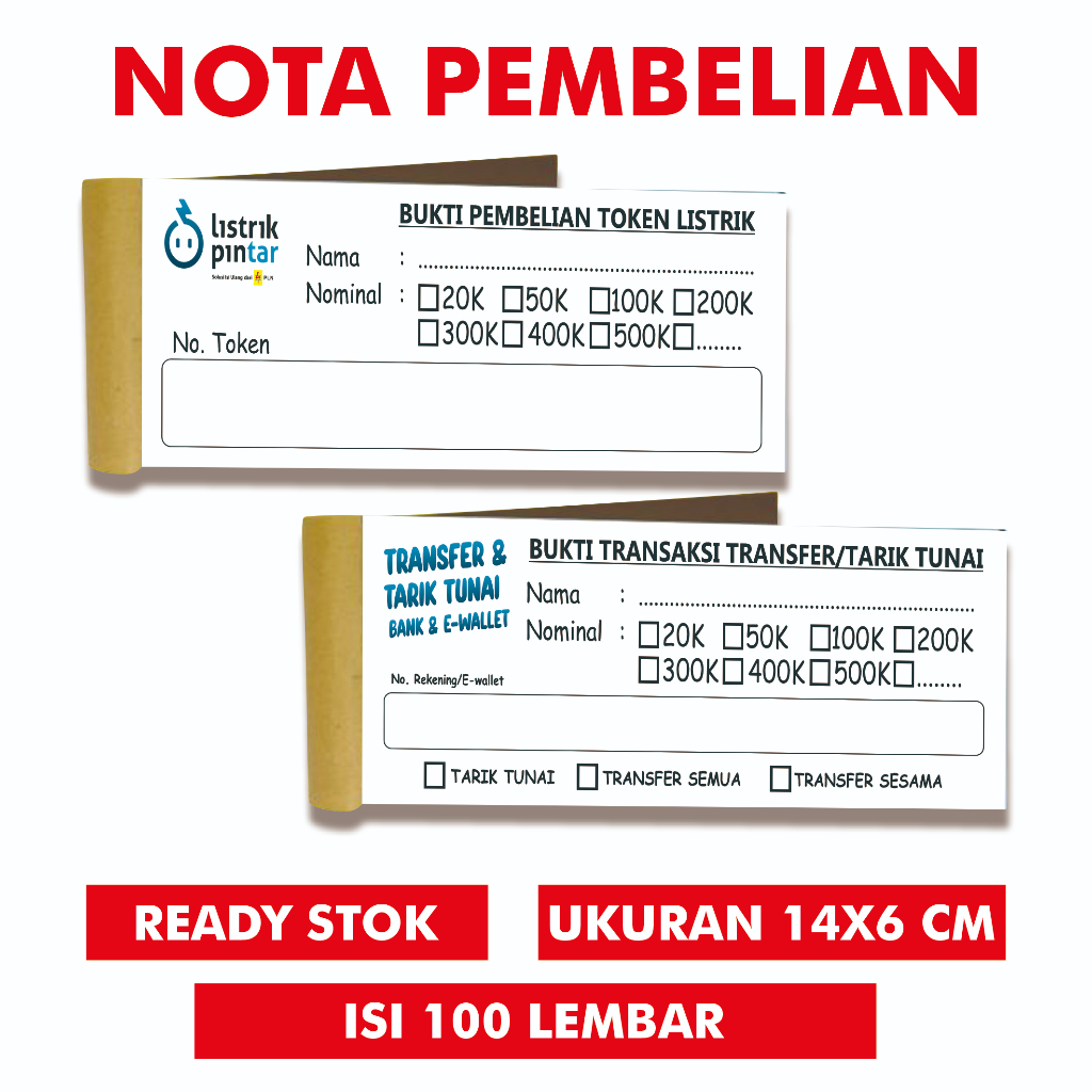 Jual Jual Nota Token Listrik / Nota Pembelian / Nota Toko / Nota Konter ...