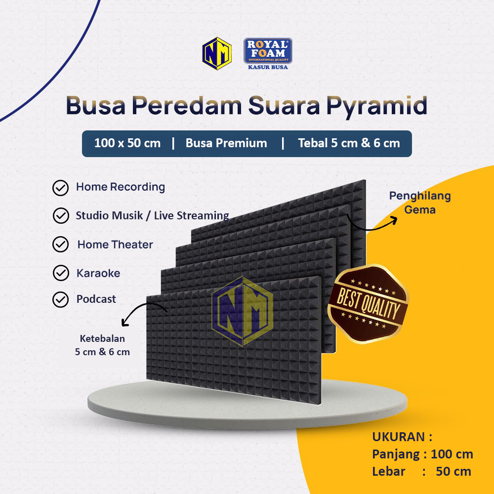 Jual busa peredam suara pyramid ukuran 100x50cm tebal 6 cm - busa hitam ...