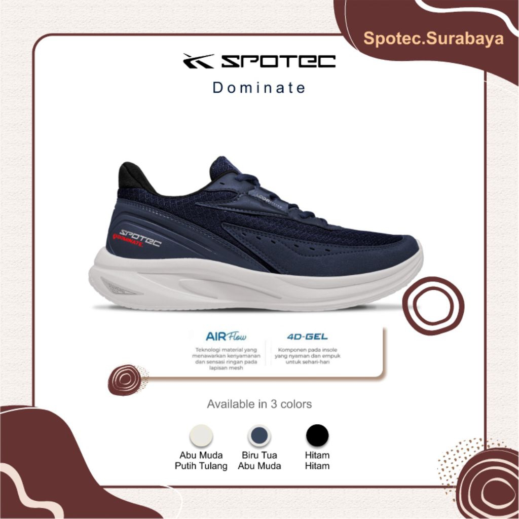 Jual Sepatu Running SPOTEC DOMINATE Biru Tua-Abu Muda 《NEW》 | Shopee ...