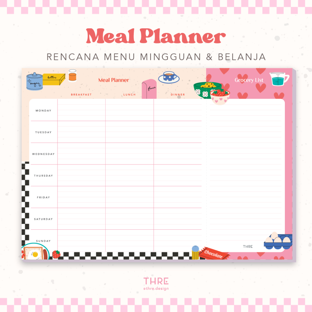 Jual Thre Design Meal Planner Paper / Cooking Planner / Notepad Magnet ...
