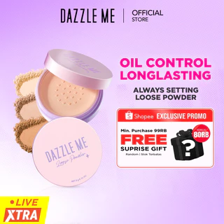 DAZZLE ME Always Setting Loose Powder BPOM Super Soft Smooth Bedak Tabur Natural Translucent Kosmetik - Tahan 24 Jam