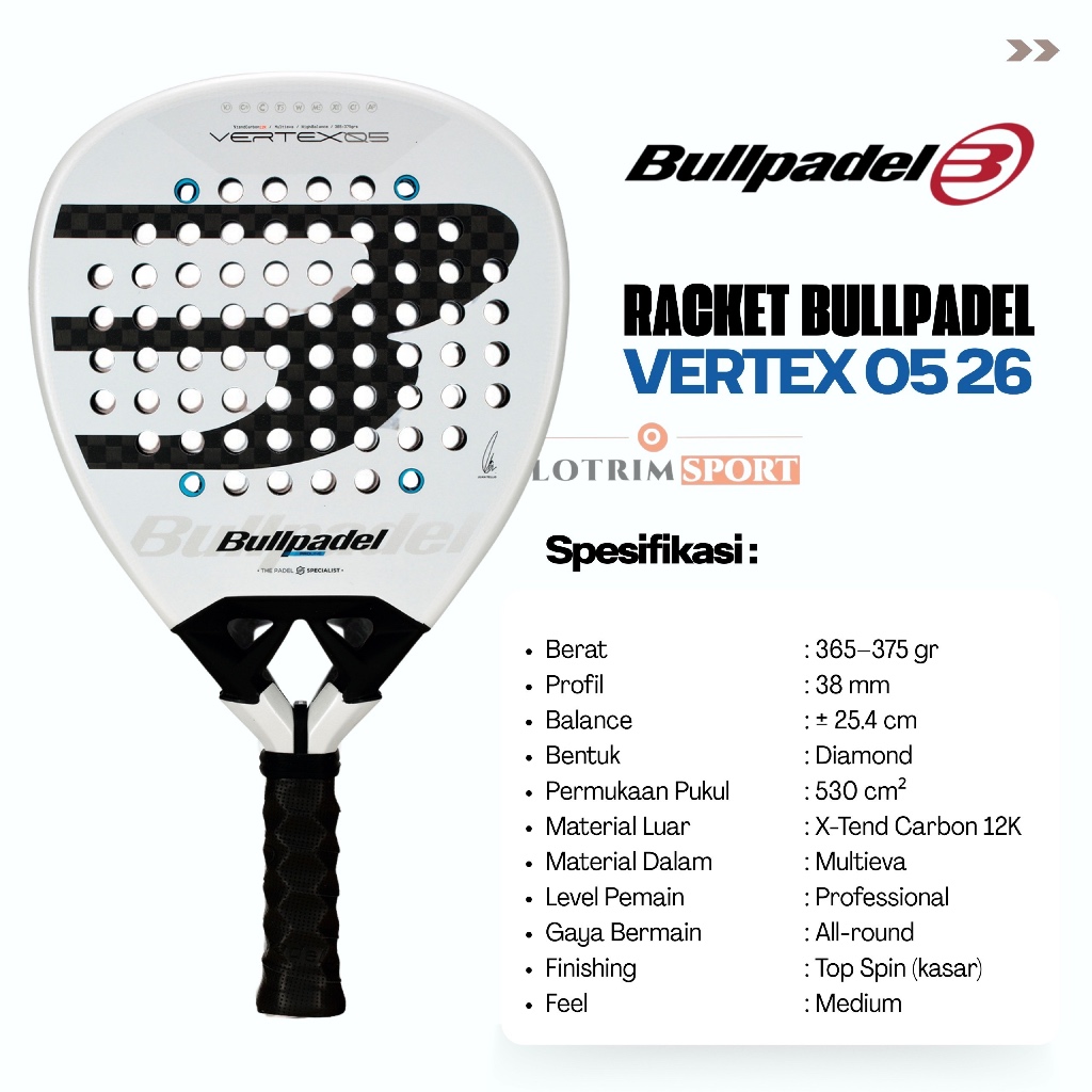 Jual BULLPADEL VERTEX 05 26 Racket Bull Padel Raket Original | Shopee ...