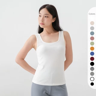 Isla Basic Tanktop Thick Strap Square Neck Stretch - Tanktop Kekinian - Pakaian Wanita - Inner - Singlet - Tank top