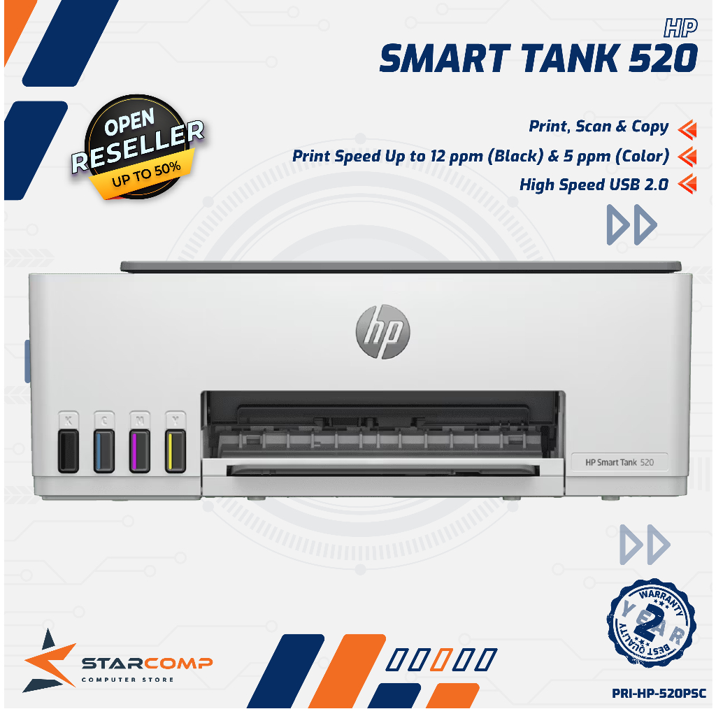 Jual HP Smart Tank 520 Ink Tank Printer Print Scan Copy All in One USB ...