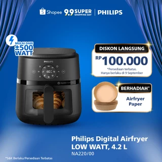 BARU! PHILIPS Airfryer Low Watt 500W TRANSPARAN BEST CHOICE 4.2 LNA220/00 dengan jendela transparan, air fryer multifungsi digital layar sentuh, Hitam, air fryer terbaik, air fryer philips, air fryer paling bagus