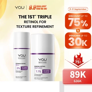 YOU Retinol 2pcs Set Advanced Retinol Serum 15ml + Renewal Retinol Moisturizer Anti aging Retinol Paket kulit cerah Brightening Dark spot noda hitam Memperbaiki tekstur kulit Anti aging Menyamarkan mencegah kerutan dan garis halus