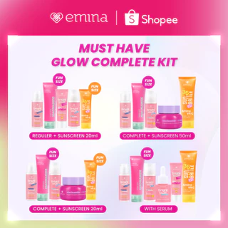 [SPECIAL 9.9] [MUST HAVE] GLOW COMPLETE KIT EMINA BRIGHT STUFF ISI 5 (Micellar Water, Face Wash, Toner, Serum, Moisturizing Cream)