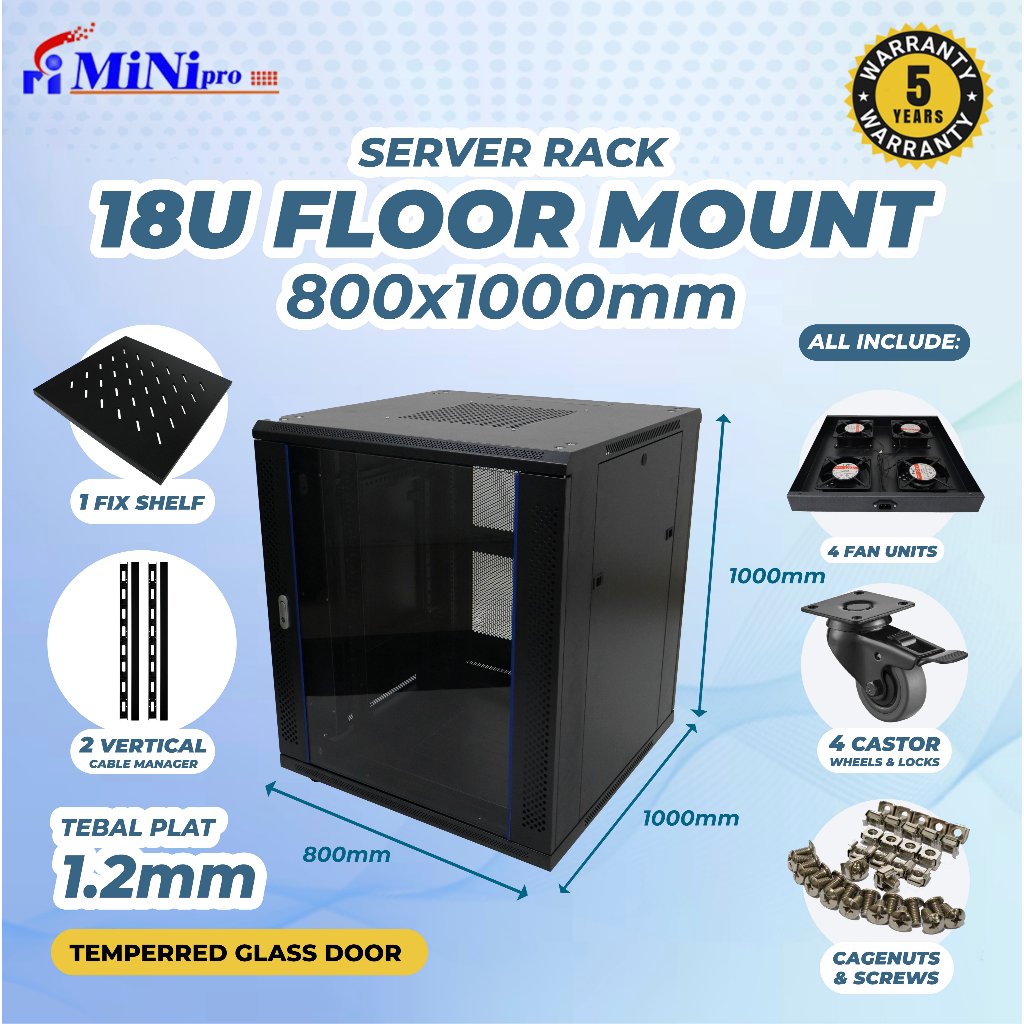Jual Minipro Rack Server 18U 800x1000mm Floor Mount Rack | Shopee Indonesia