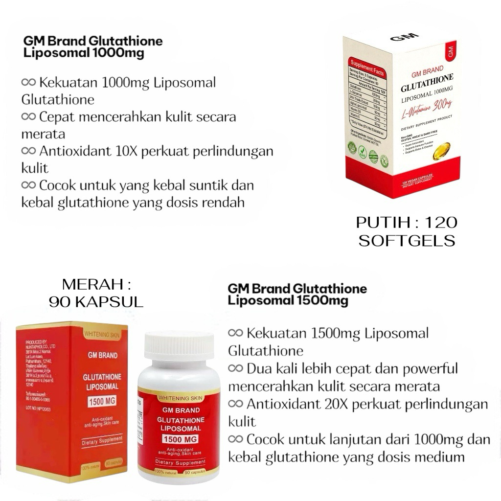 Jual GM GLUTATHIONE LIPOSOMAL GLUTA ISI 120 SOFTGELS