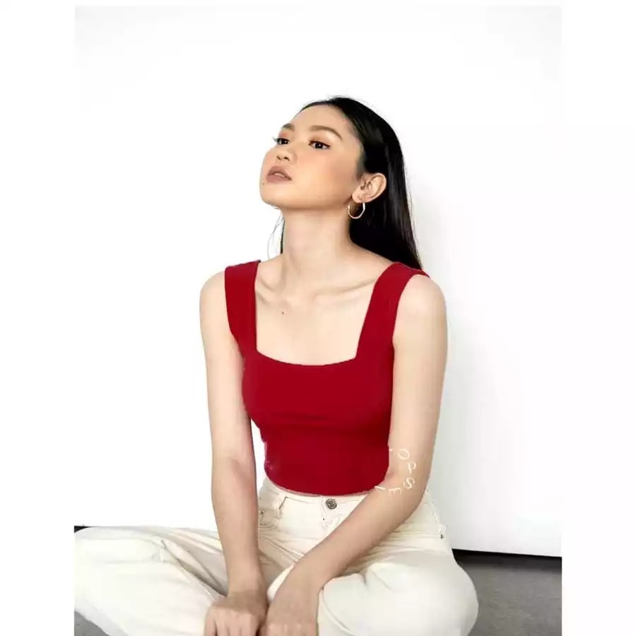 Jual TANKTOP TANK TOP TANGTOP WANITA POLOS BASIC TALI BESAR SQUARE ...