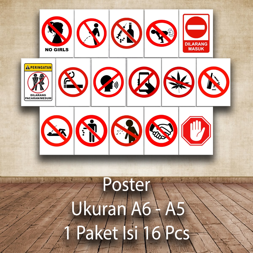 Jual Poster Dinding Kamar Tema SIMBOL DILARANG Ukuran A5 A6 1 Paket isi ...