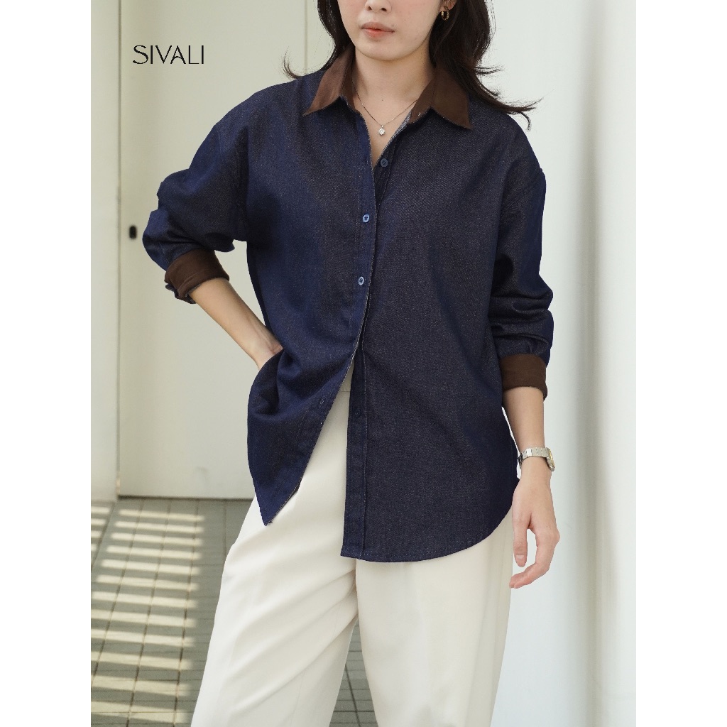 SIVALI Connie Shirt - Kemeja Oversized Wanita Lengan…