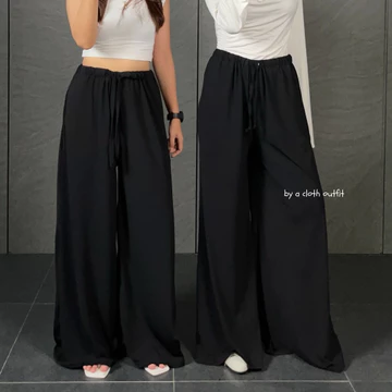 BYACLOTH Zen Loose Pants Celana Panjang Baggy Kantor Kuliah Wanita Casual Cewek Kulot Hitam