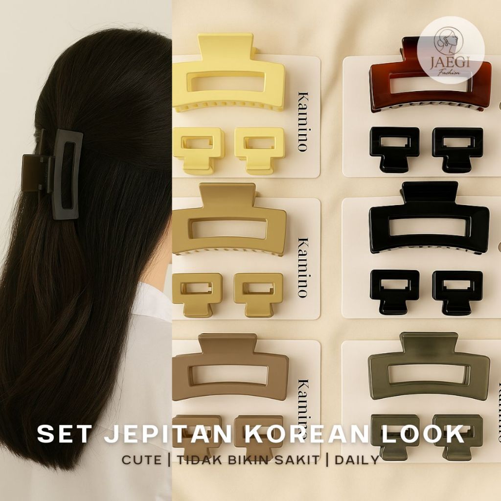 Jual Set Jepit Rambut Aesthetic (1 Besar + 2 Mini) – Hair Claw Clip ...