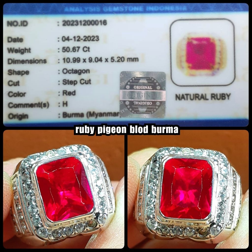 Jual BATU RUBY DELIMA ASLI BURMA MYANMAR + RING PERAK SILVER | Shopee ...