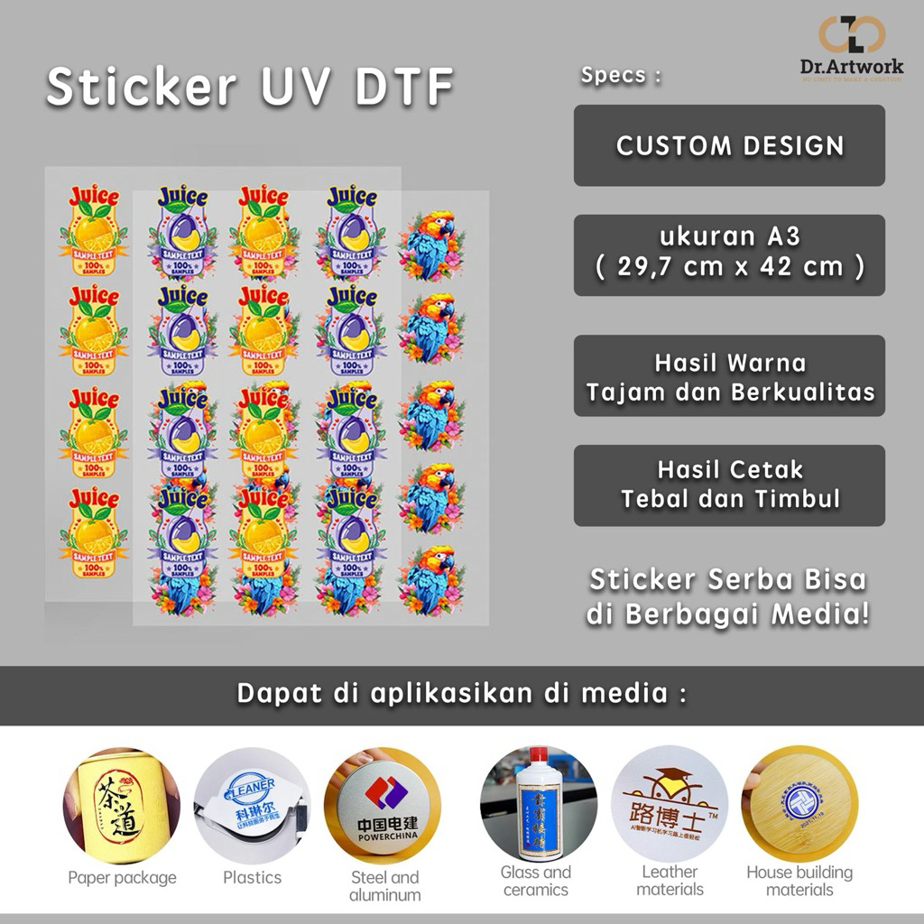 Jual STICKER DTF UV | STICKER TIMBUL | CETAK STICKER UV DTF A3 | Shopee ...