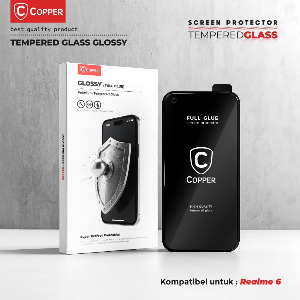 Realme COPPER Tempered Glass Full Glue Premium Glossy