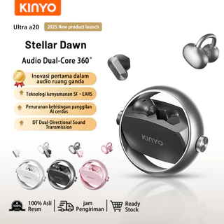 Kinyo A20 TWS four headset bluetooth 5.4 Headset Wireless in ear AI HD Noise Reduction call Henset Ear Clip 4g Ringan Nyaman Dipakai