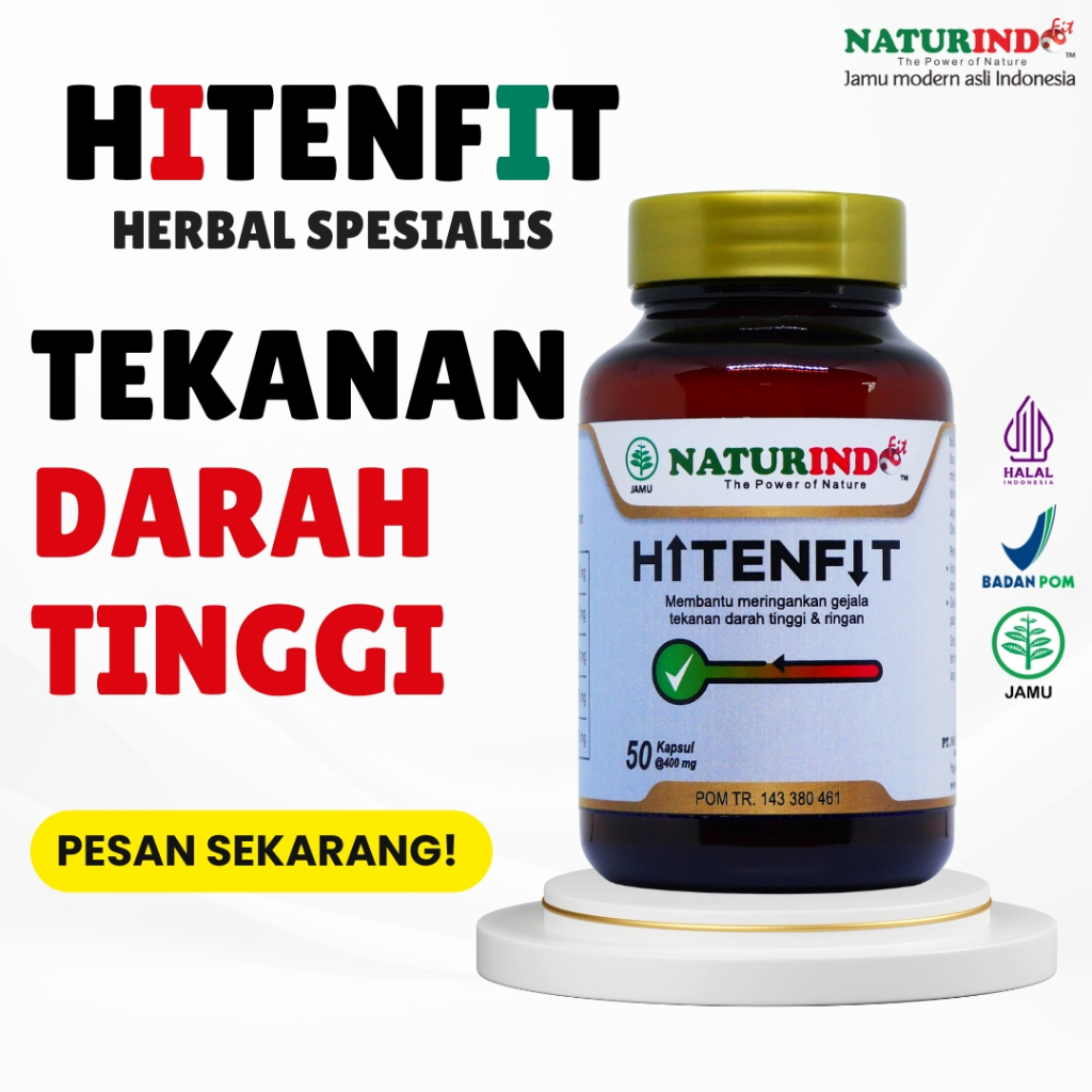Obat Herbal Hipertensi Tekanan Darah Tinggi Jamu Herbal Hitenfit Naturindo Asli Resmi BPOM dan Halal