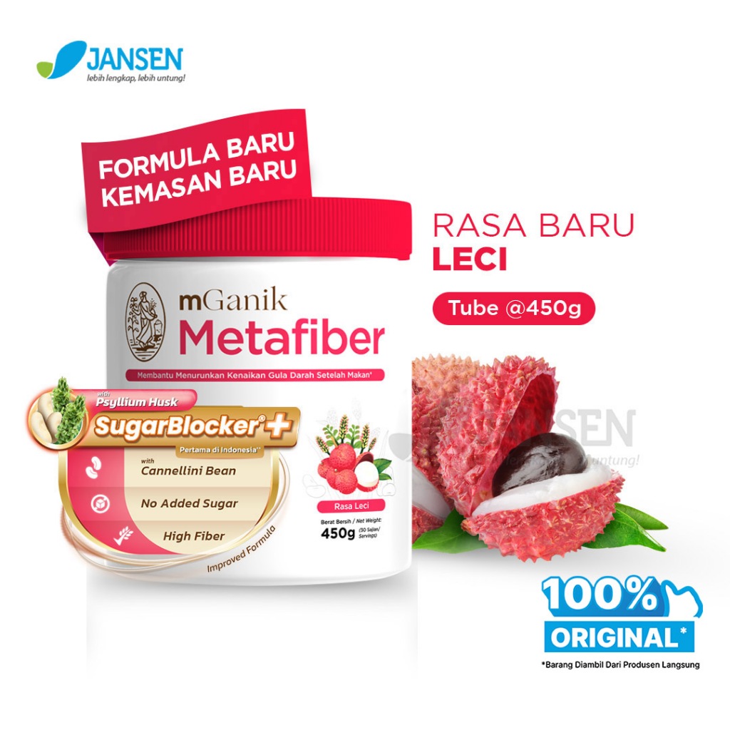 Jual mGanik Metafiber Rasa Leci 450gr - Suplemen Serat Diabetes Herbal ...
