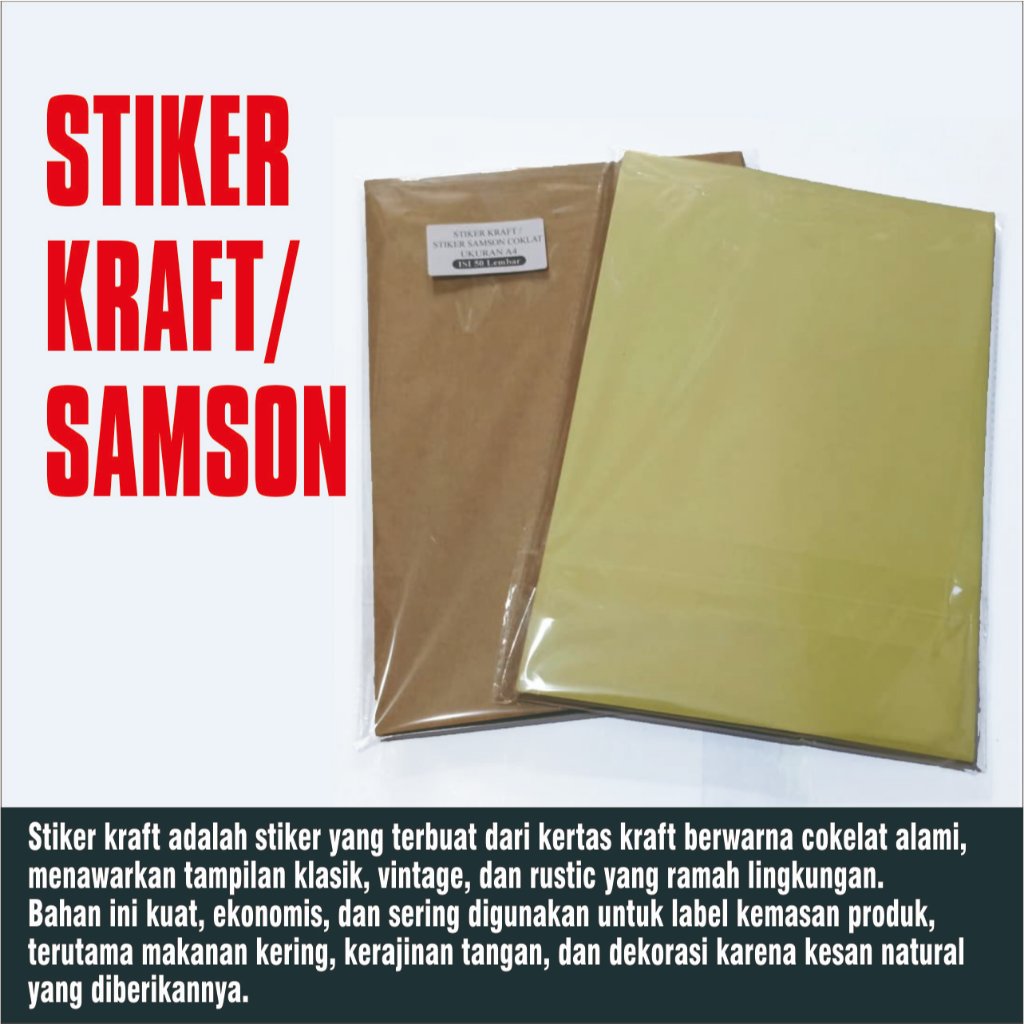 Jual Stiker KRAFT A4 isi 50 Lembar / Kertas Sticker Samson Doff A4 & F4 ...