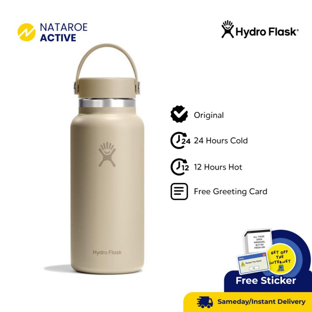 Hydro Flask Tumbler 32oz Wide Mouth Flex Cap - Tonal Oat