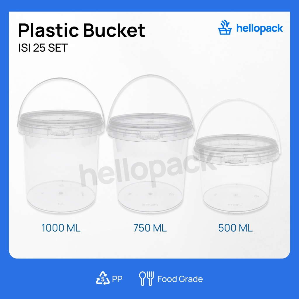 Jual Ember Bucket Dessert Gagang 500ml / 750ml / 1000ml Plastic Fruit ...