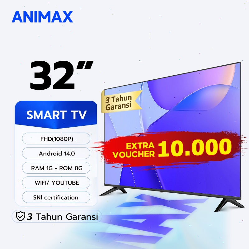 Jual Animax TV Digital 32 inch smart tv led Android14.0/OS Coolita ...
