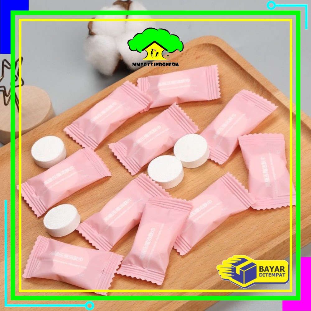 EC Eceran MI-K142 Tissue Bulat Mini Travel Sekali Pakai / Masker Wajah Kompres Towel Portable Tisu Bentuk Permen / Travelling Compressed Paper Mask Sheet Import