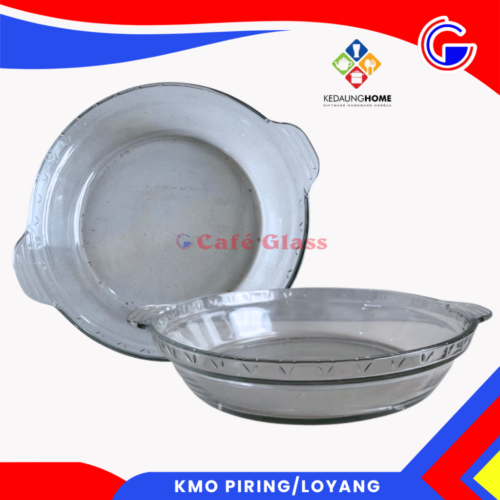 Loyang Kaca Bulat Transparan Serbaguna - Loyang Pai Pastel Tutup - Piring Tahan Panas Kmo Kedaung