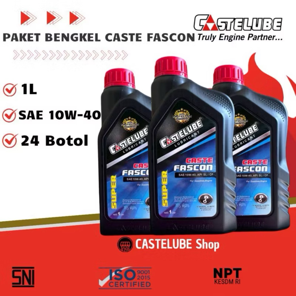 Jual Castelube Fascon 24 botol 10w-40 1 Ltr (Paket Bengkel) | Shopee ...