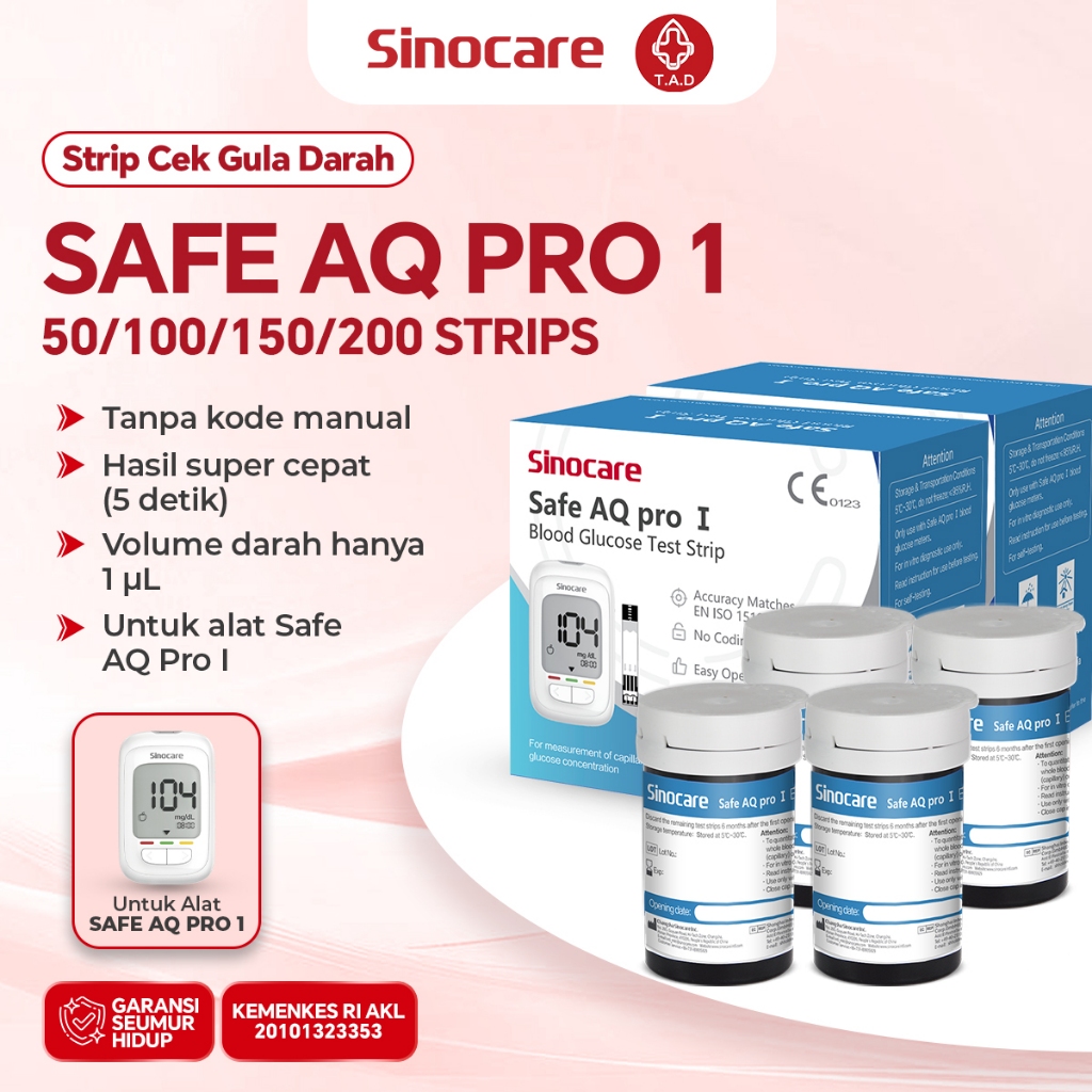 Jual Strip Safe AQ Pro I Gula Darah Sinocare – Refill 25/50/100/150/200 ...