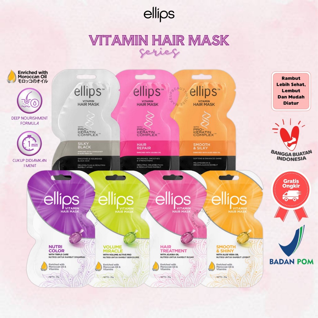 Jual ELLIPS Vitamin Hair Mask Sachet 20gr | With Pro Keratin Sachet ...