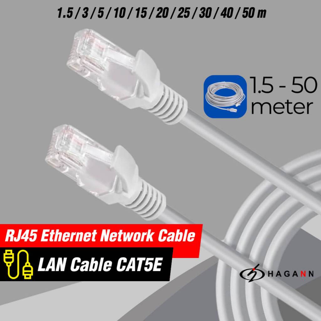 Jual Kabel RJ45 CAT5E Lan Ethernet 1.5/3/5/10/15/20/25/30/40/50 Meter ...