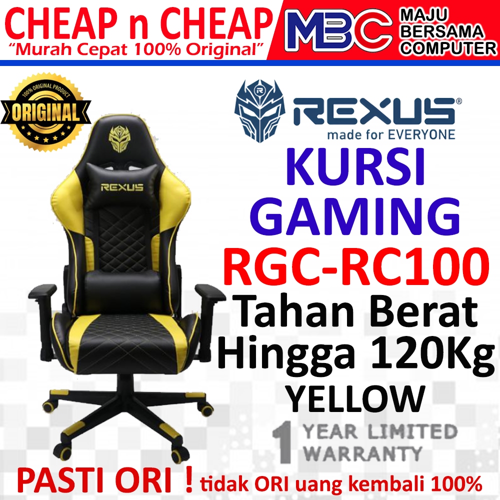 Jual Rexus Gaming Chair RGC-RC100 YELLOW - Kursi gaming Rexus RGCRC100 ...