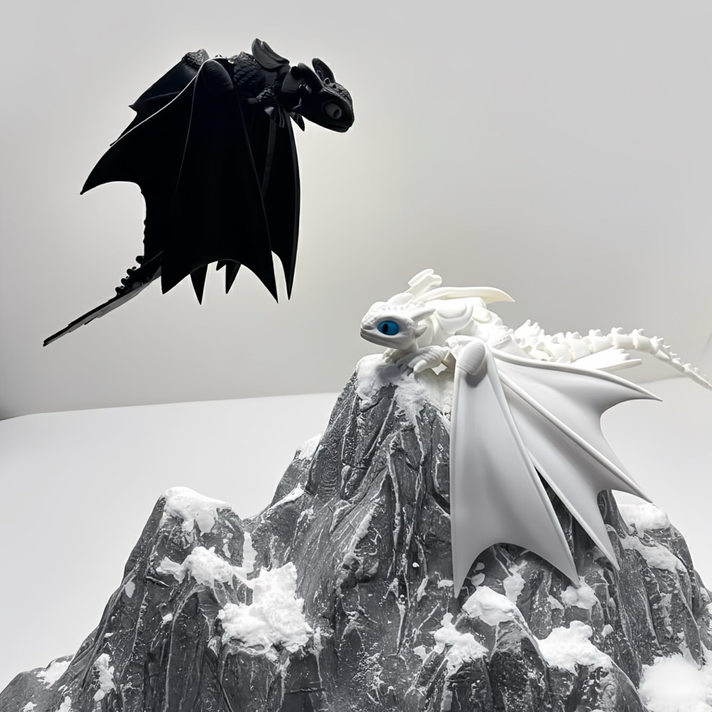 Jual Action Figure HTTYD 3D Print Night Fury Toothless & Light Fury ...