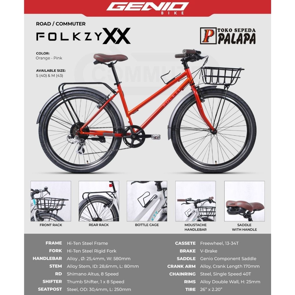 Jual MTB 26 GENIO FOLKZY XX New 2025 Sepeda Gunung Touring Hybrid ...