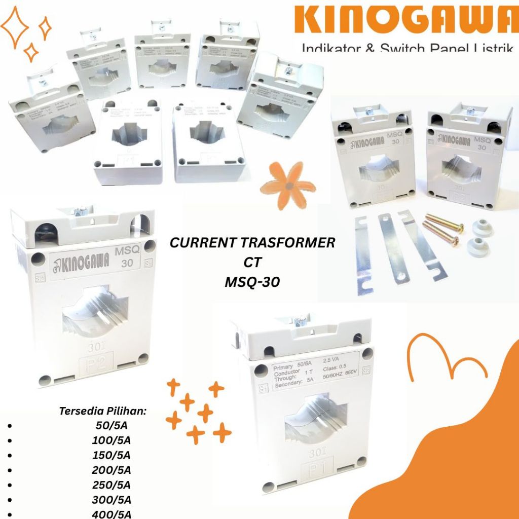Jual KINOGAWA Current Transformer CT 50/5A ~ 400A MSQ-30 Komponen Panel ...