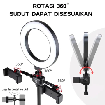 Miyato Lampu Ring 16cm Dan Stand Desktop Mode Double USB Dual 360 Lipat Live Streaming Tripod