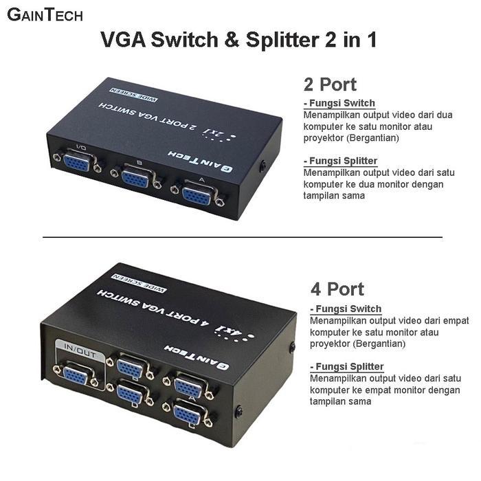 Jual VGA Switcher Switch & Splitter 2 port 4 port 2 in 1 Gaintech ...