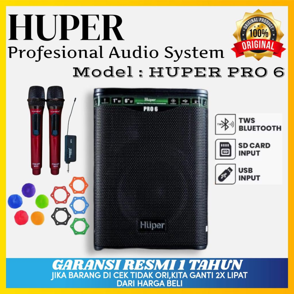 Jual Speaker Portabel Huper Pro 6 Original Speaker Huper 6,5inch ...