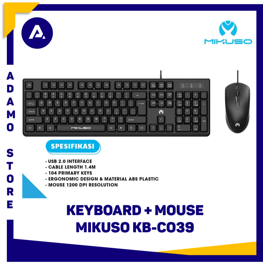 Jual Keyboard Mouse Combo Mikuso KB-C039U KB C039 Wired USB Office ...