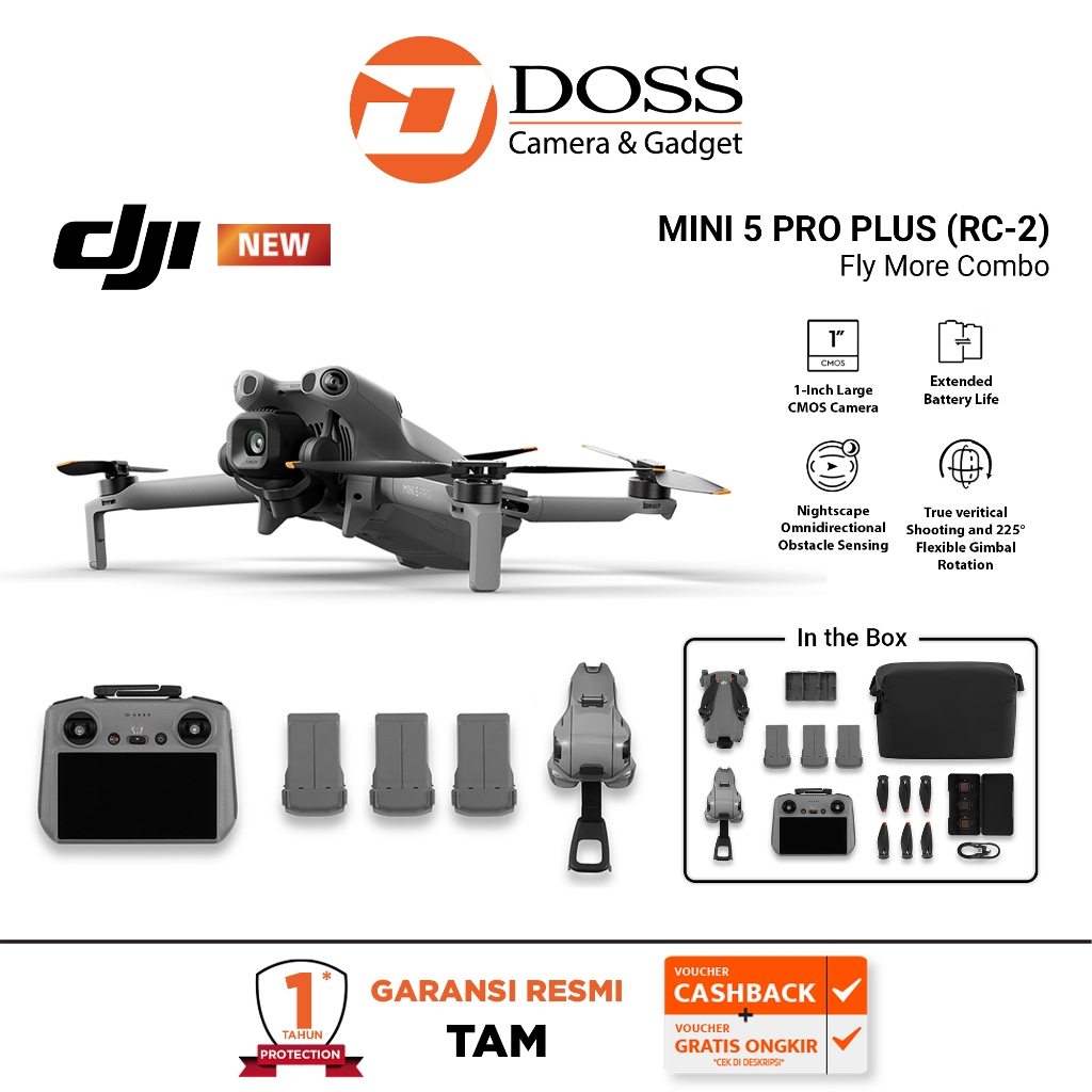 Jual DJI Mini 5 Pro Fly More Combo Plus (DJI RC2) Camera Drone 1-Inch ...