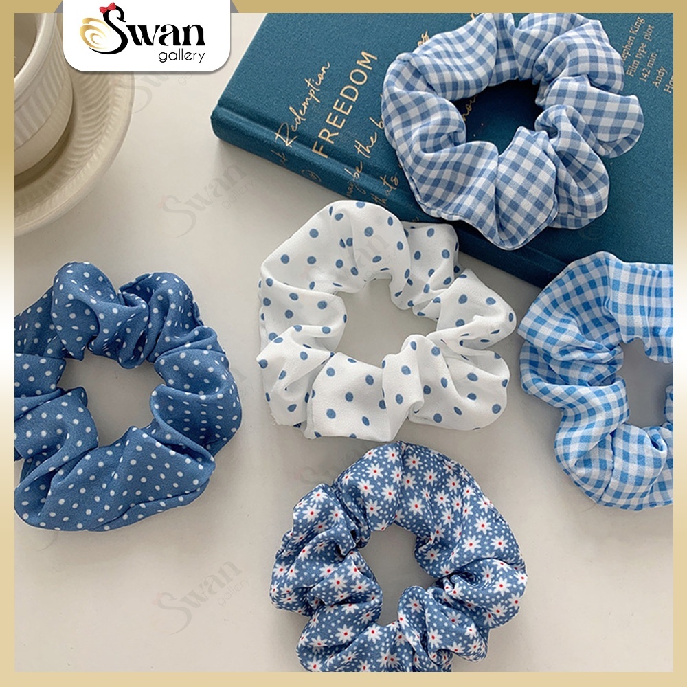 Jual Scrunchie Kain Motif Elastis Blue Sky Ikat Rambut Cepol Hijab ...