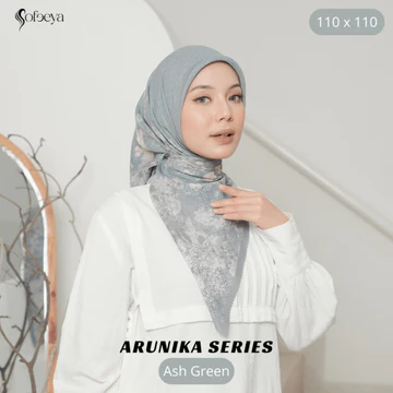 SOFEEYA - ARUNIKA SERIES Kerudung Segi Empat Motif Voal Ultrafine, Hijab Printing 110 x 110